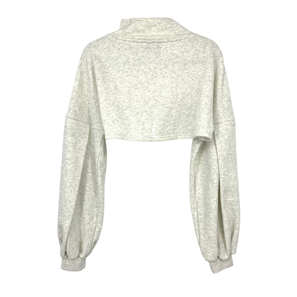 Popflex Mockneck Shruggie Cropped Pullover Sweatshirt Womens L/XL Heather Gray - Picture 2 of 7